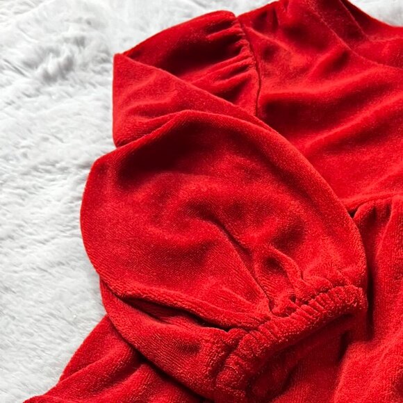 Rise Little Earthling Tiered Red Velour Dress 3-6 months - Picture 2 of 5